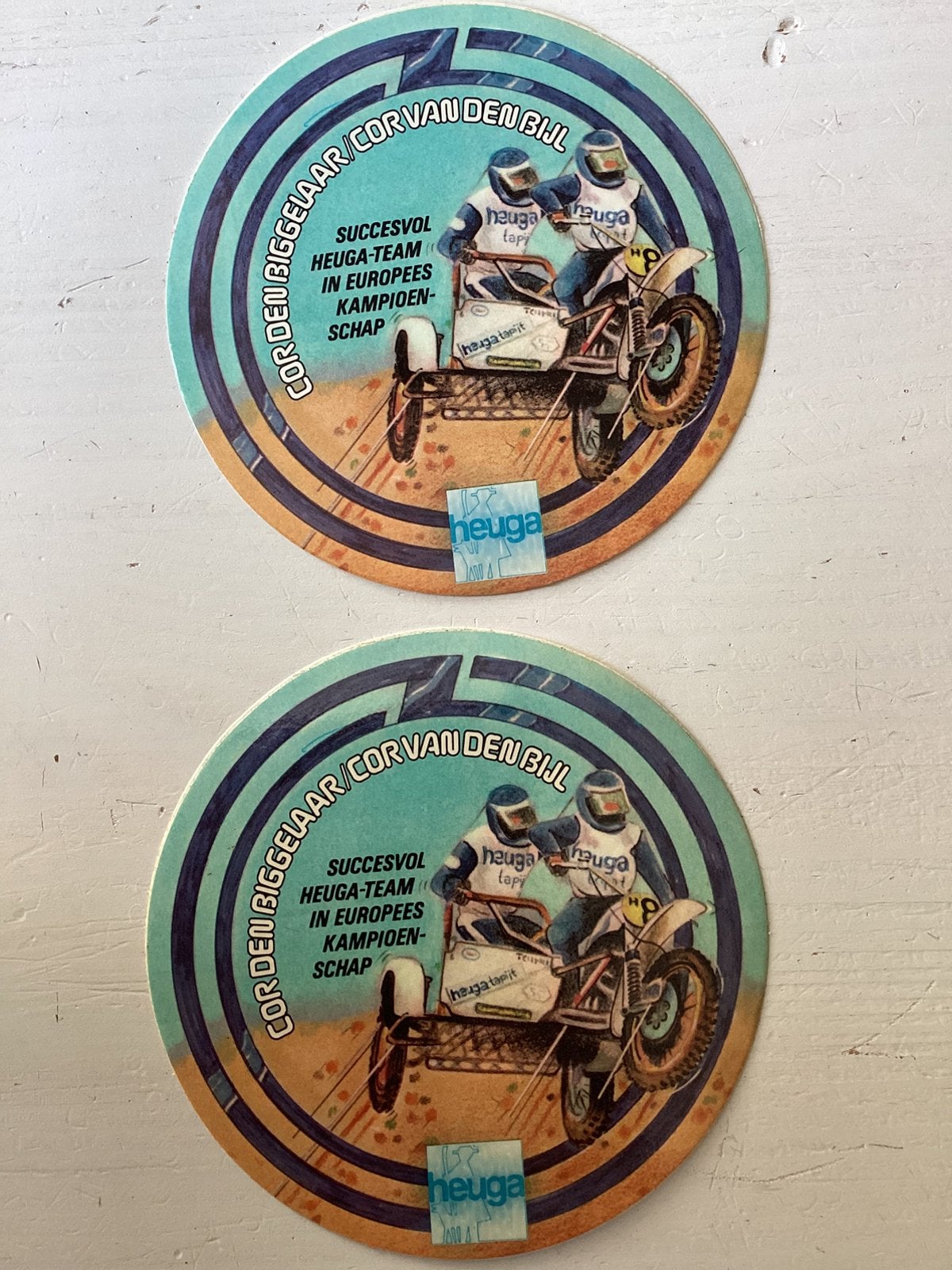 2 stickers Zijspan Cor den Biggelaar/Cor van den Bijl, Verzenden, Zo goed als nieuw, Sport