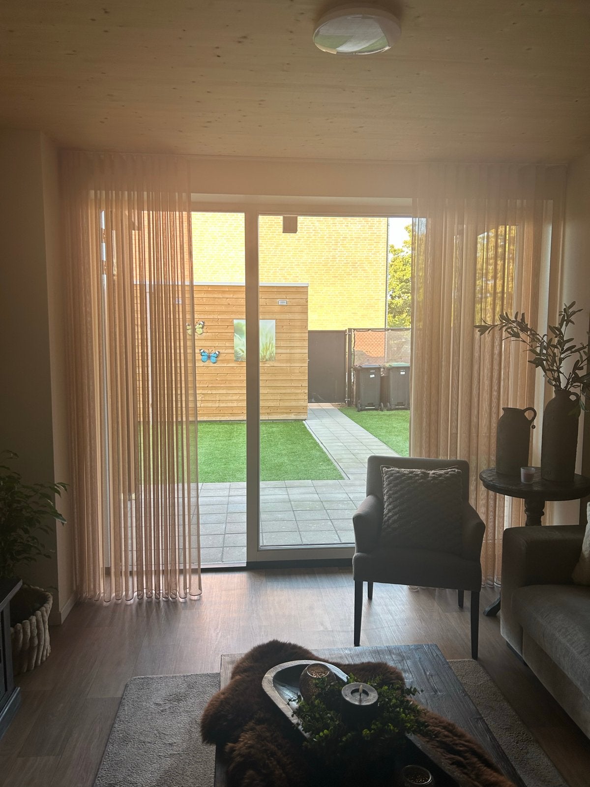 Goudkleurige glasgordijnen met waveplooi, Ophalen, Vitrage, Overige merken, 160 cm