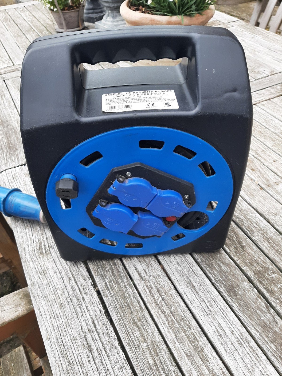 Kabelhaspel met 4 stopcontacten en 20m kabel, Ophalen of Verzenden, Gebruikt
