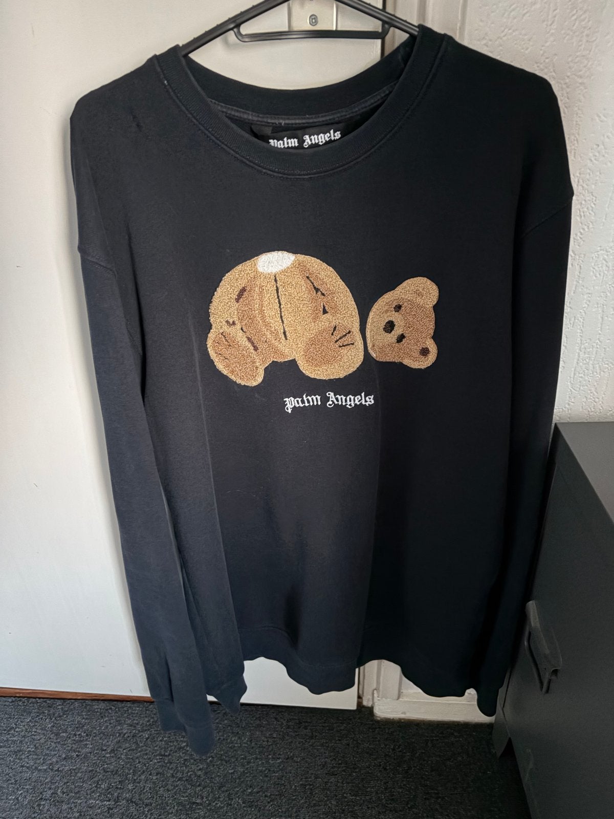Palm Angels Bear Sweater Zwart - Maat XL met kleine beschadi, Ophalen of Verzenden, Gedragen, Maat 56/58 (XL), Zwart