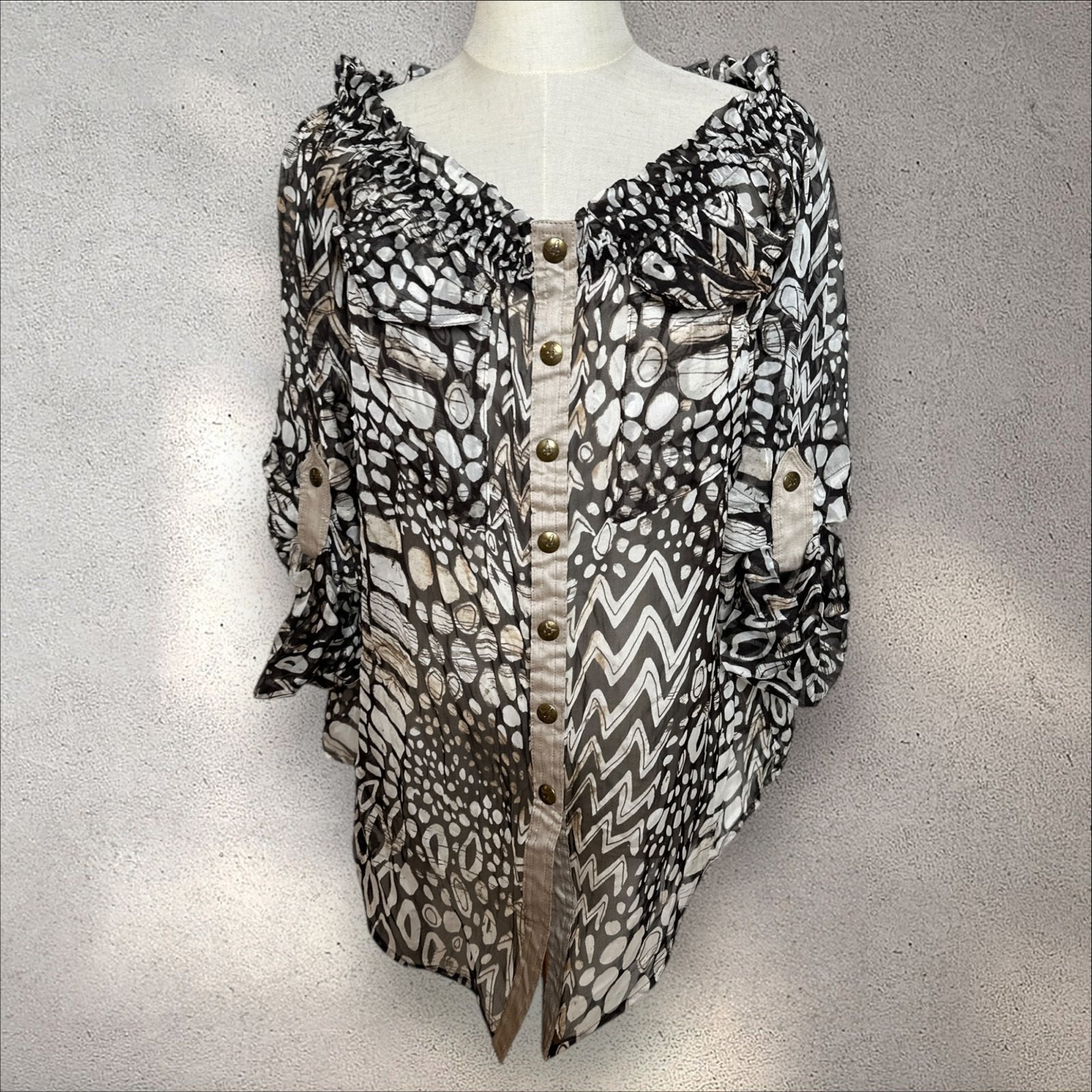 iKiTo Zijden Blouse met Dierenprint - Maat 44 (L), Kleding | Dames, Meerkleurig, Maat 42/44 (L), Nieuw, Ophalen of Verzenden