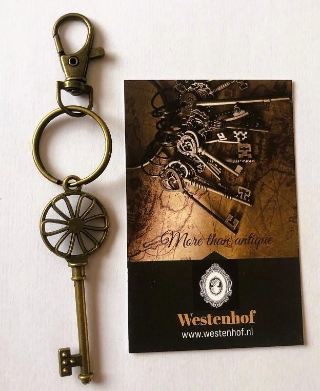 Antiek Sleutelhanger metaal brons met bloem, Verzamelen, Sleutelhangers, Nieuw, Overige typen, Verzenden