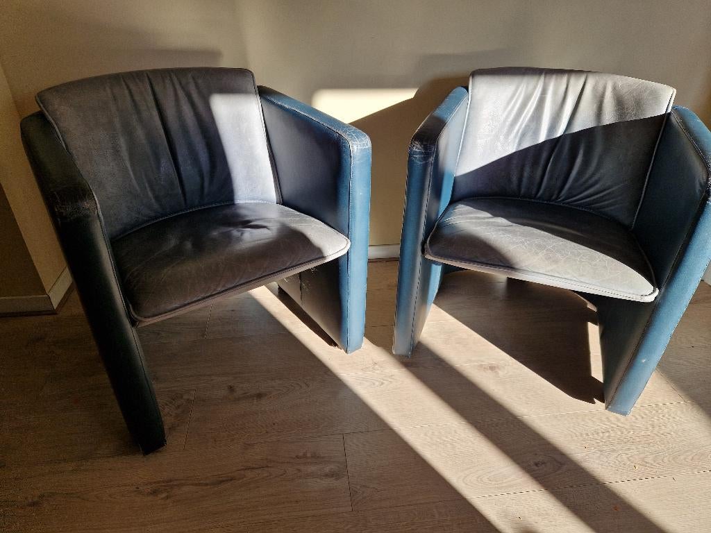 vintage Leolux fauteuils, Ophalen, Gebruikt, Minder dan 75 cm, Leer