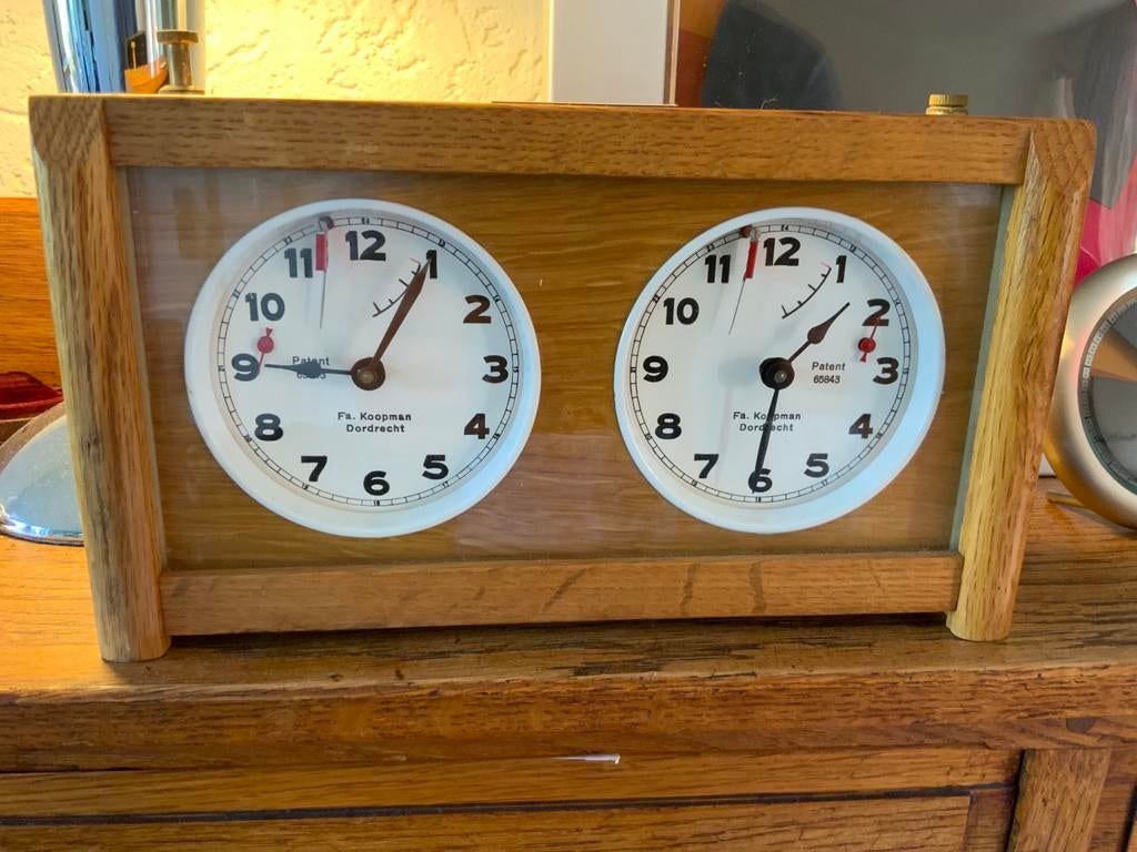Vintage Mechanische Koopman Dordrecht Schaakklok Damklok, Hobby en Vrije tijd, Gezelschapsspellen | Bordspellen, Ophalen of Verzenden