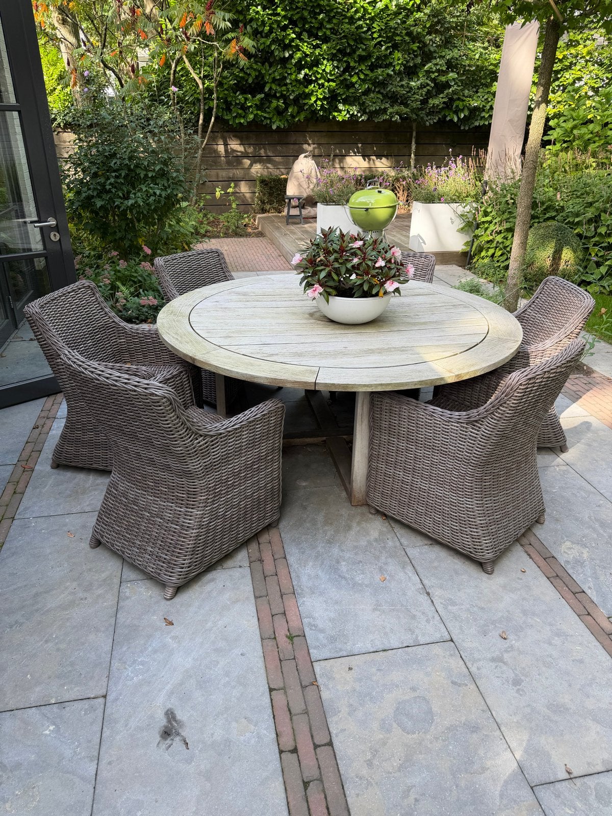 Luxe tuinset van Manutti met teakhouten tafel en 6 stoelen, Tuin en Terras, Eettafel, 6 zitplaatsen, Teakhout, Ophalen of Verzenden