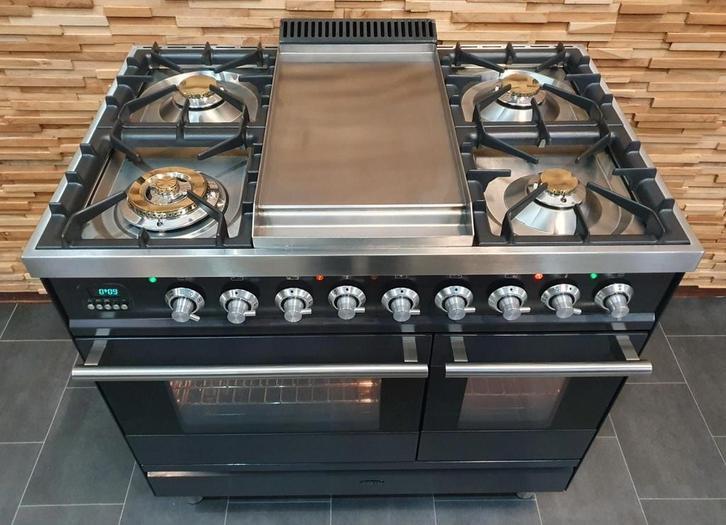 Luxe Fornuis Boretti 90cm antraciet rvs 2 ovens frytop, Niet ingevuld, 60 cm of meer, Niet ingevuld, Ophalen of Verzenden