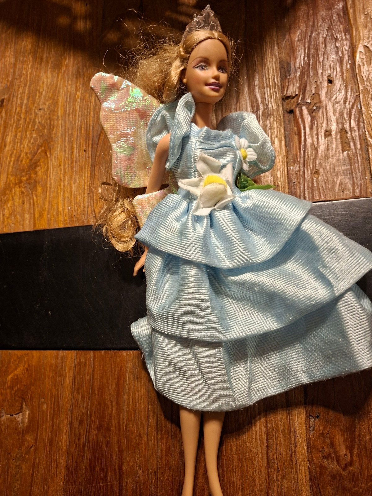 Barbie pop met blauwe jurk en vleugels, Ophalen of Verzenden, Gebruikt, Barbie