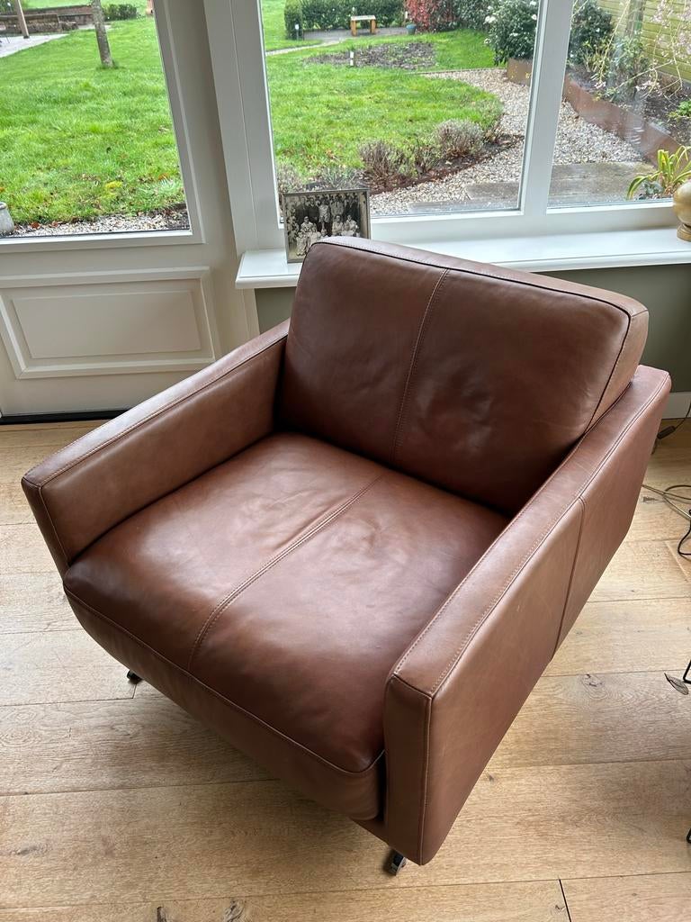 Leren fauteuil van Movani, Ophalen, Gebruikt, 75 tot 100 cm, Modern