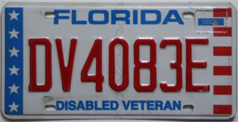USA kentekenplaat Florida Disabled Veteran., Ophalen of Verzenden, Gebruikt, Auto's