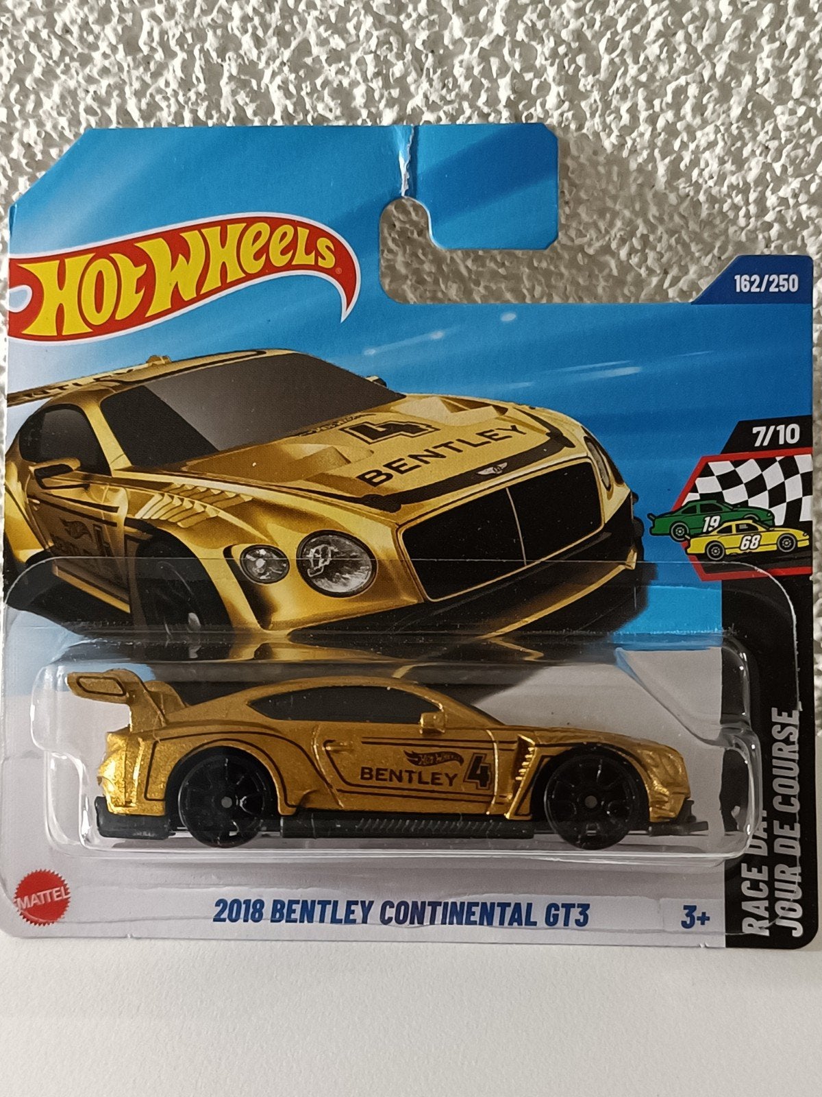 Hot Wheels 2018 Bentley Continental GT3 Goud, Ophalen of Verzenden