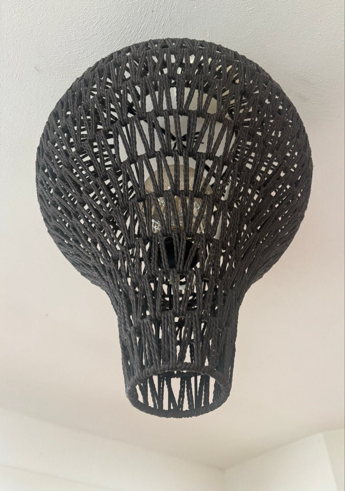 Zwarte macramé lampenkap - Boheemse stijl, Ophalen, Gebruikt, Zwart, 50 cm of meer