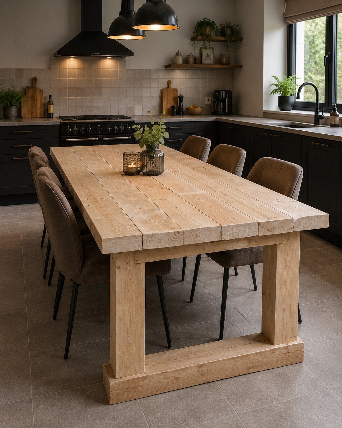 Robuuste eettafel van oude binten - 290x100x6cm, Huis en Inrichting, Tafels | Eettafels, Ophalen, 100 tot 150 cm, 200 cm of meer