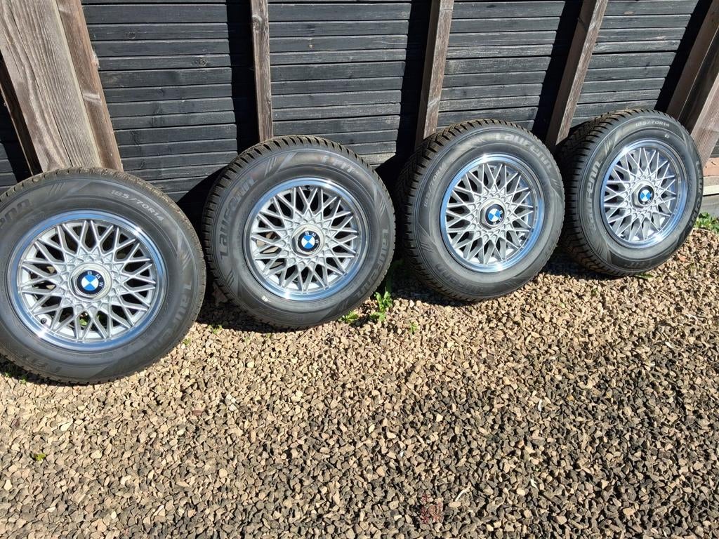 BBS set 4x100 bmw e30 als nieuw + nieuwe banden, Ophalen, 14 inch, Banden en Velgen, Nieuw