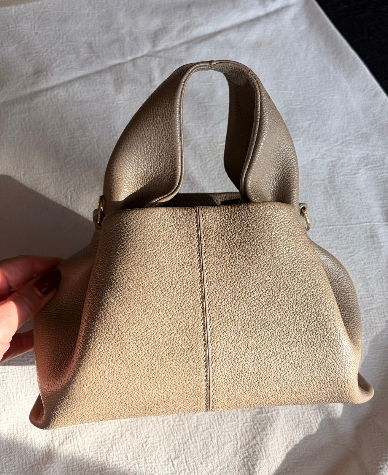 Polène Numéro Neuf Mini, Textured Taupe, Ophalen of Verzenden, Zo goed als nieuw, Bruin, Handtas