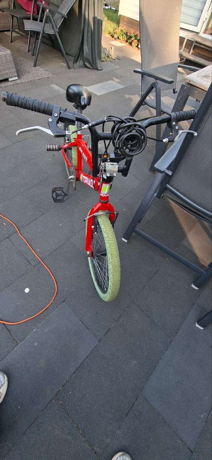 BMX Royal Bugatti Tornado - Rood met groene banden, Fietsen en Brommers, Fietsen | Crossfietsen en BMX, Ophalen, Gebruikt, Staal