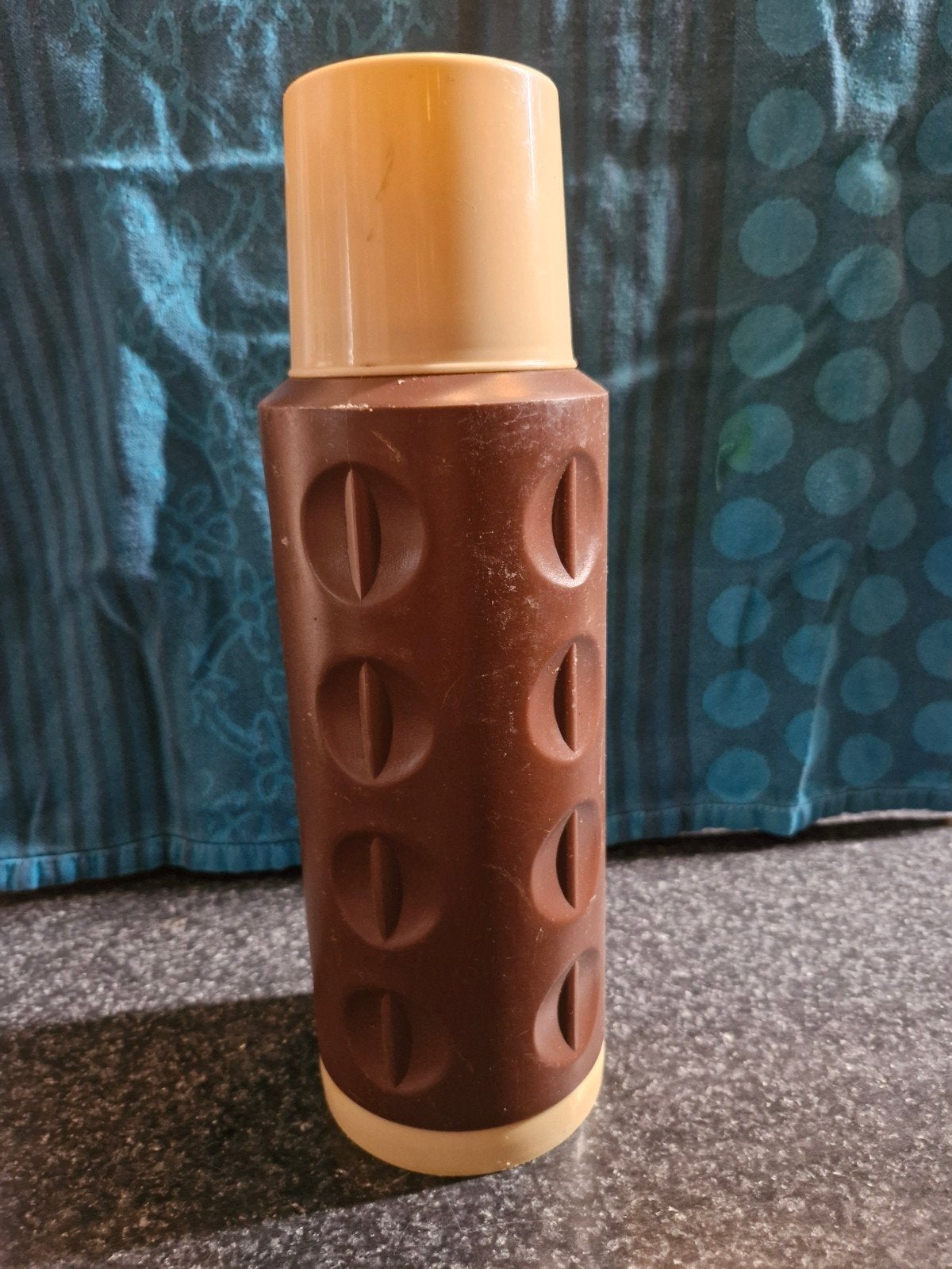 retro vintage thermosfles bruin, Ophalen of Verzenden, Gebruikt