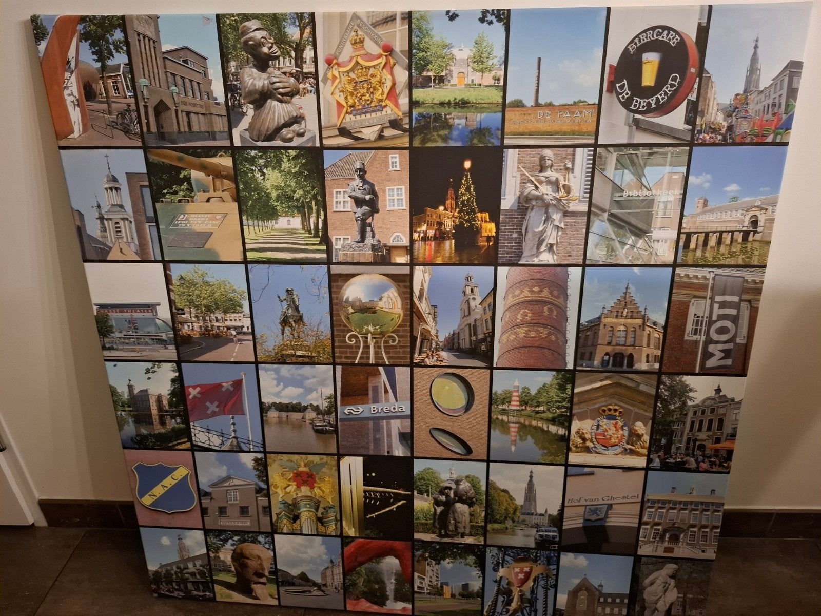 Mooie collage van Breda met 48 foto's op linnen (Uniek), Ophalen, Nieuw, Minder dan 50 cm, Schilderij