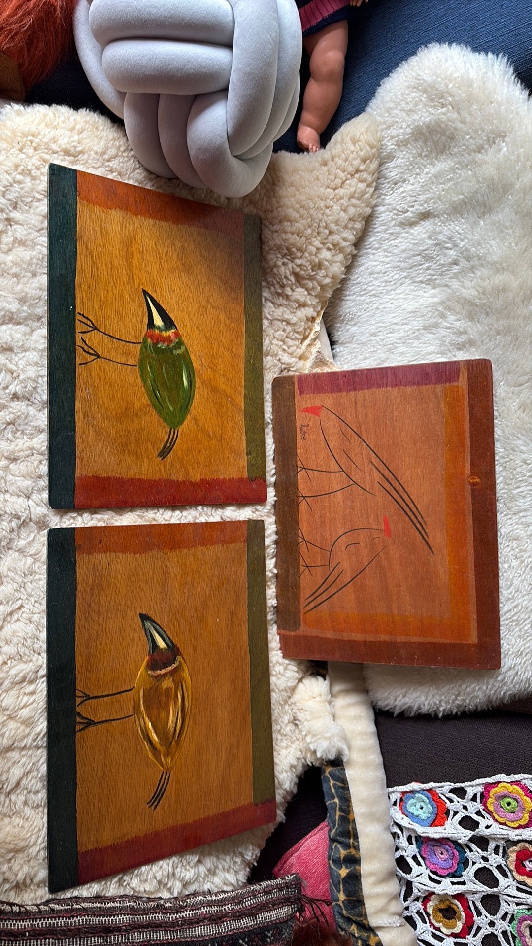 3 houten place mats oa kakadu, Antiek en Kunst, Ophalen of Verzenden