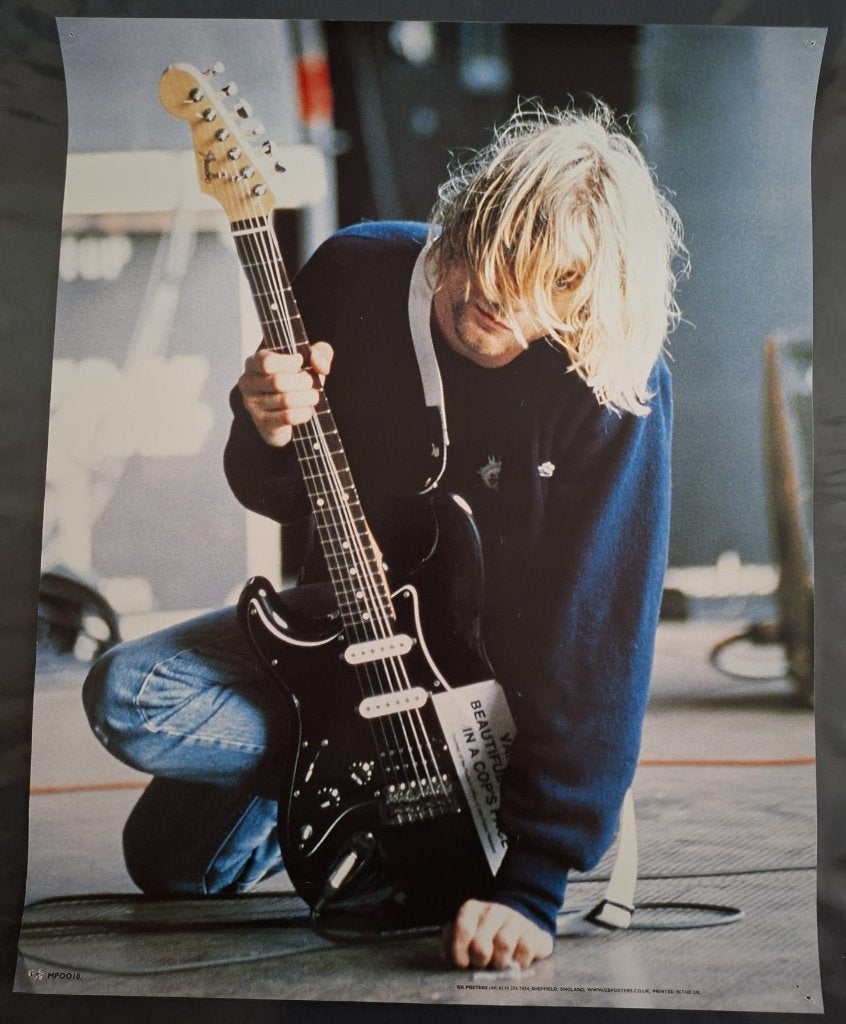 Vintage poster Kurt Cobain, GB posters England, 90s, Ophalen of Verzenden, Gebruikt, Poster, Artwork of Schilderij