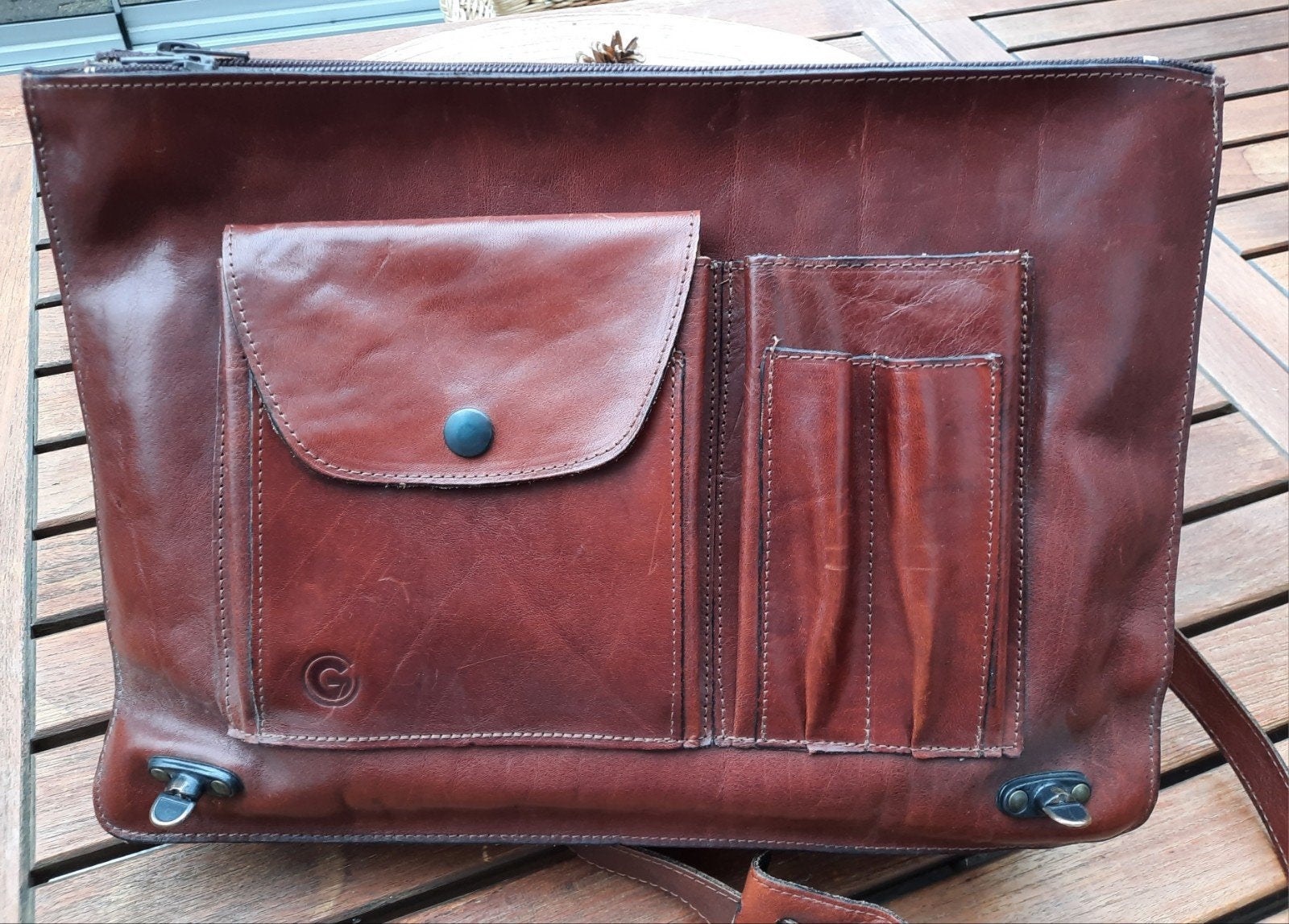 Creation Gabrielle, leren bruine schouder(werk)tas, Ophalen of Verzenden, Gebruikt, Bruin, Overige typen