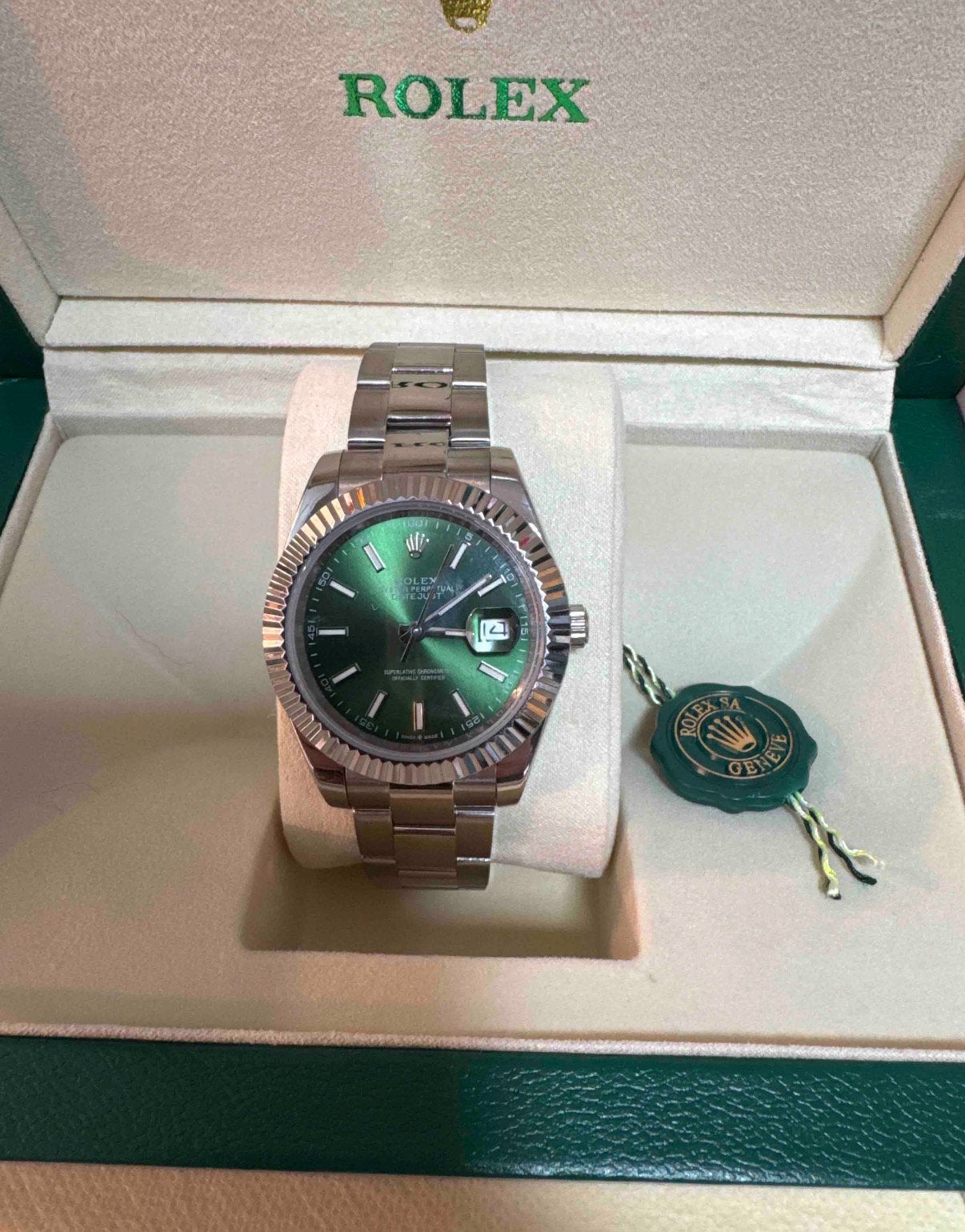 Rolex Datejust Mint Groen dial - 36mm Green dial, Staal, Rolex, Verzenden, Polshorloge