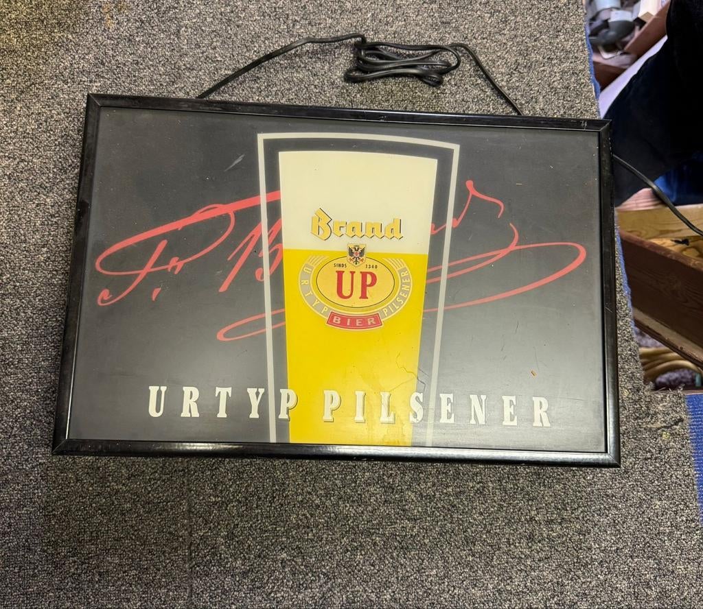 Brand Bier lichtbak / reclamebord – retro – decoratie, Verzamelen, Merken en Reclamevoorwerpen, Ophalen, Gebruikt, Lichtbak of (neon) lamp
