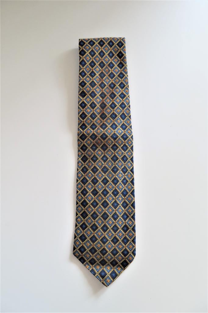 Stropdas Donkerblauw Ruitje (3489), Emilio Sandrini, Blauw, Ophalen of Verzenden, Zo goed als nieuw