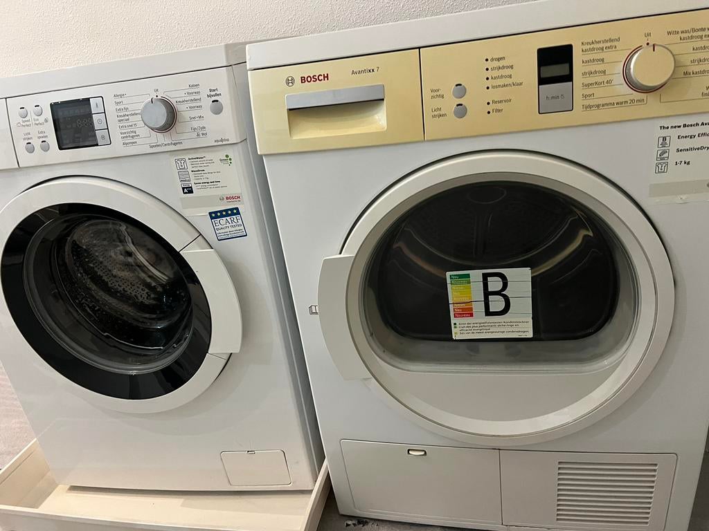 Wasmachine en droger bundel, Ophalen, Gebruikt, 85 tot 90 cm, 1200 tot 1600 toeren