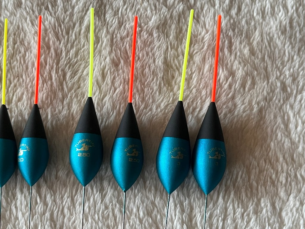 adv 151 / NIEUW serie 8 dobbers TUBERTINI, Watersport en Boten, Ophalen of Verzenden, Nieuw, Dobber of Lood