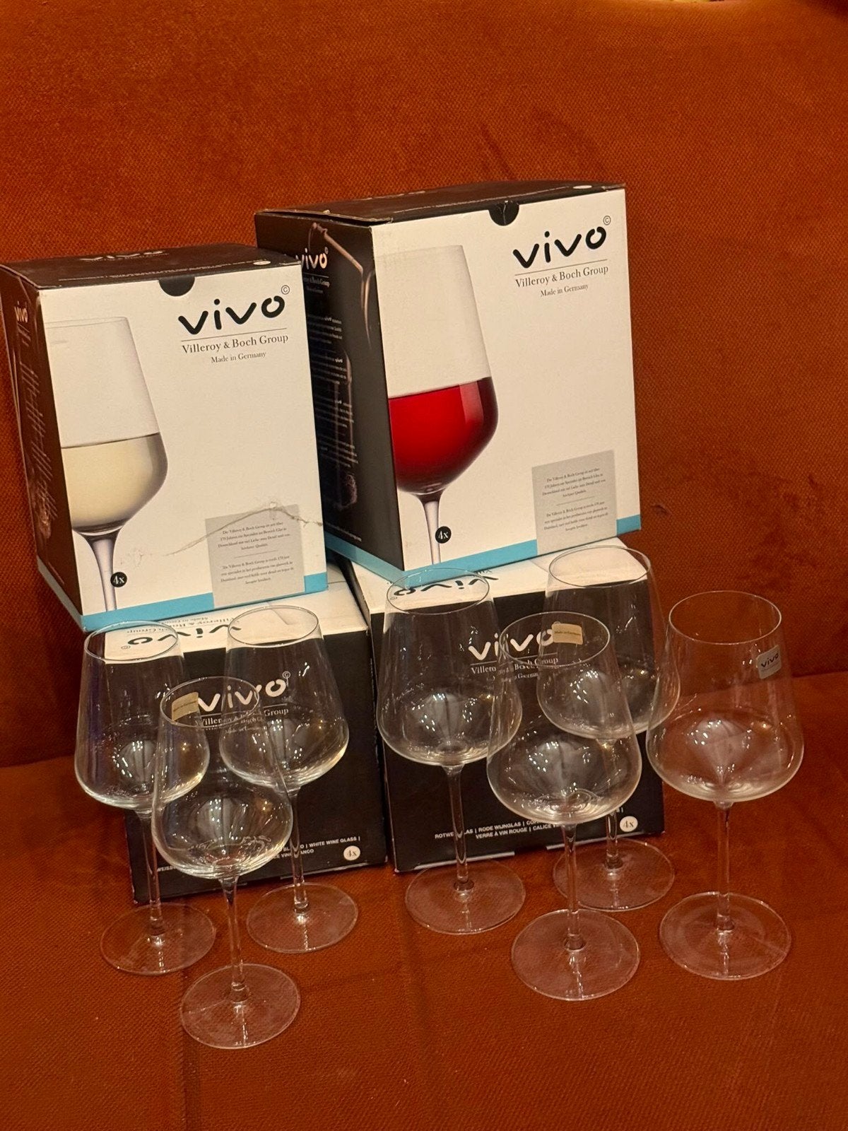 Zgan vivo rode en witte wijn glazen, Glas of Glazen, Vivo, Ophalen of Verzenden, Overige stijlen