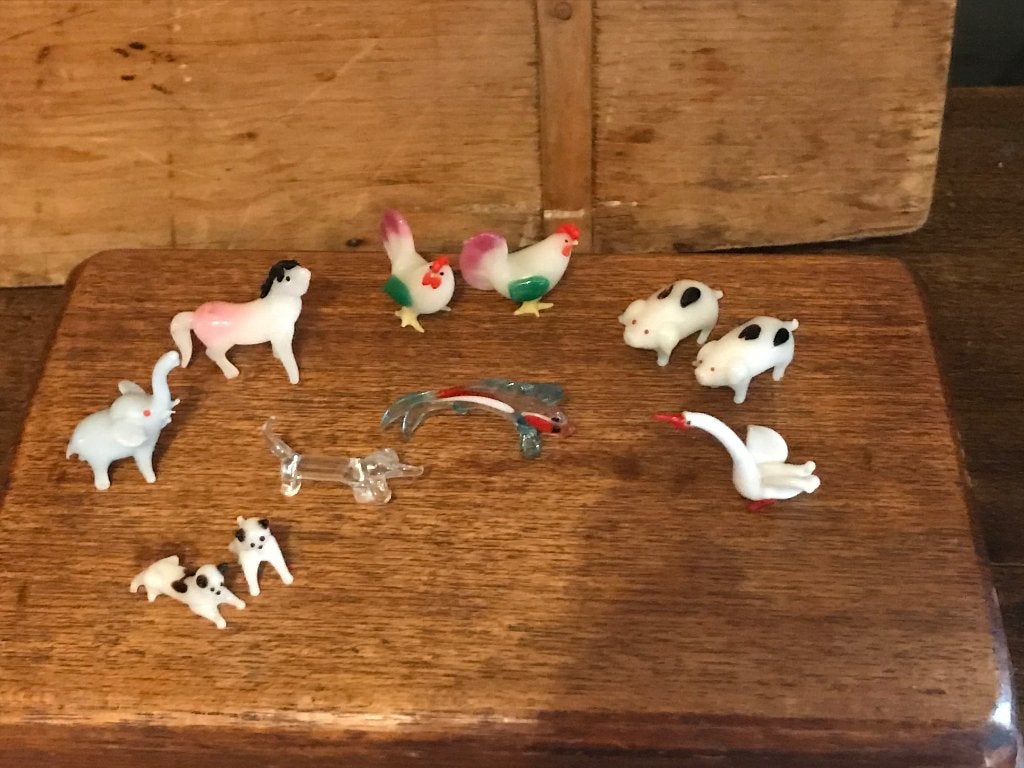 11 Murano glas diertjes oa olifant, zwaan, paard *Nous Deux*, Ophalen of Verzenden