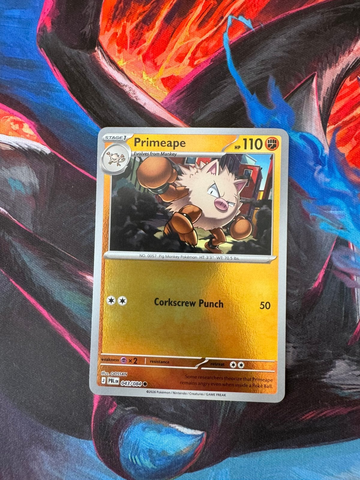 Pokémon kaarten Primeape #43 Reverse holo, Ophalen of Verzenden, Zo goed als nieuw, Losse kaart