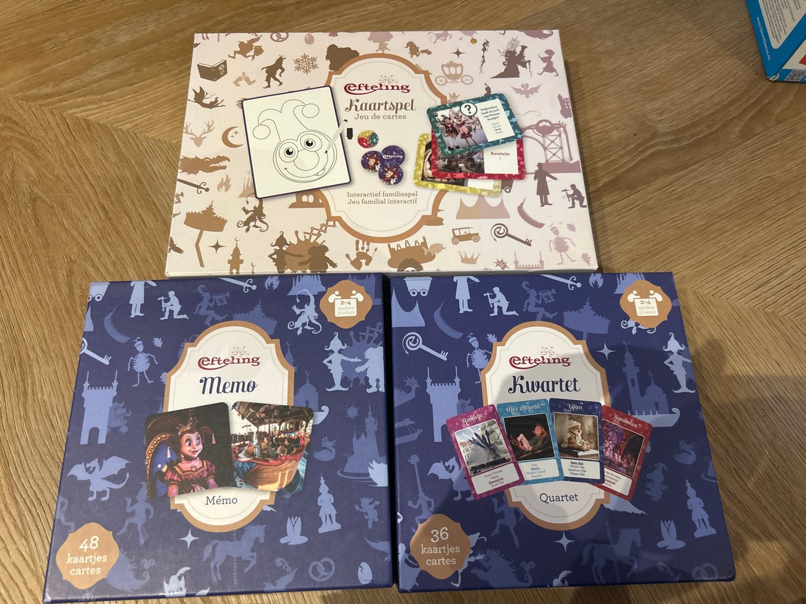 3 Efteling spellen: Memo, Kwartet en Kaartspel, Een of twee spelers, Ophalen of Verzenden, Zo goed als nieuw