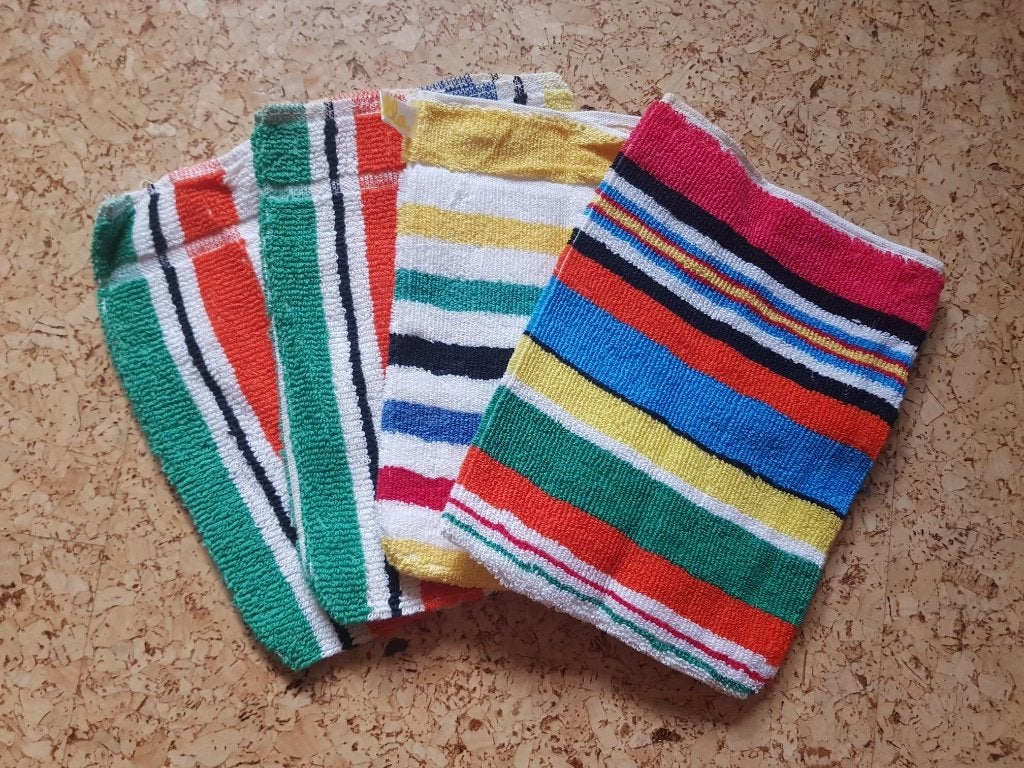 Nieuwe retro vintage gestreepte washandjes bad textiel, Ophalen of Verzenden, Nieuw, Meerkleurig, Overige typen