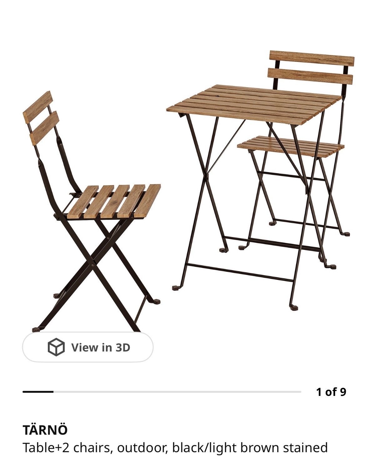 IKEA TÄRNÖ tuinset met 2 stoelen, zwart, Tuin en Terras, Tuinsets en Loungesets, Gebruikt, Eettafel, Tuinset, Hout