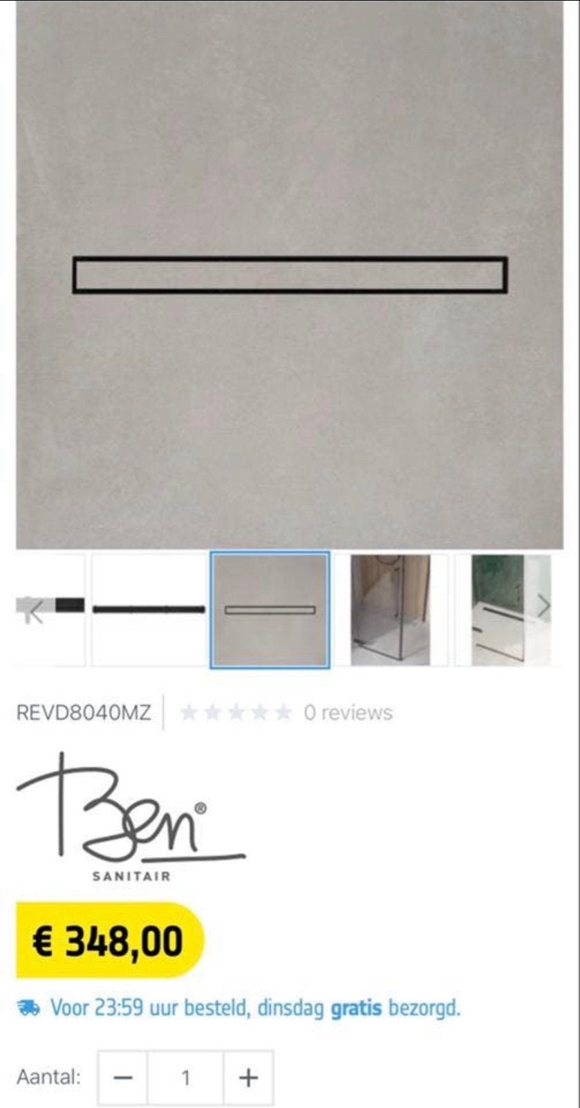 Brugman Ben Sanitair REVD8040MZ mat zwarte douche drain, Ophalen of Verzenden, Nieuw, Douche