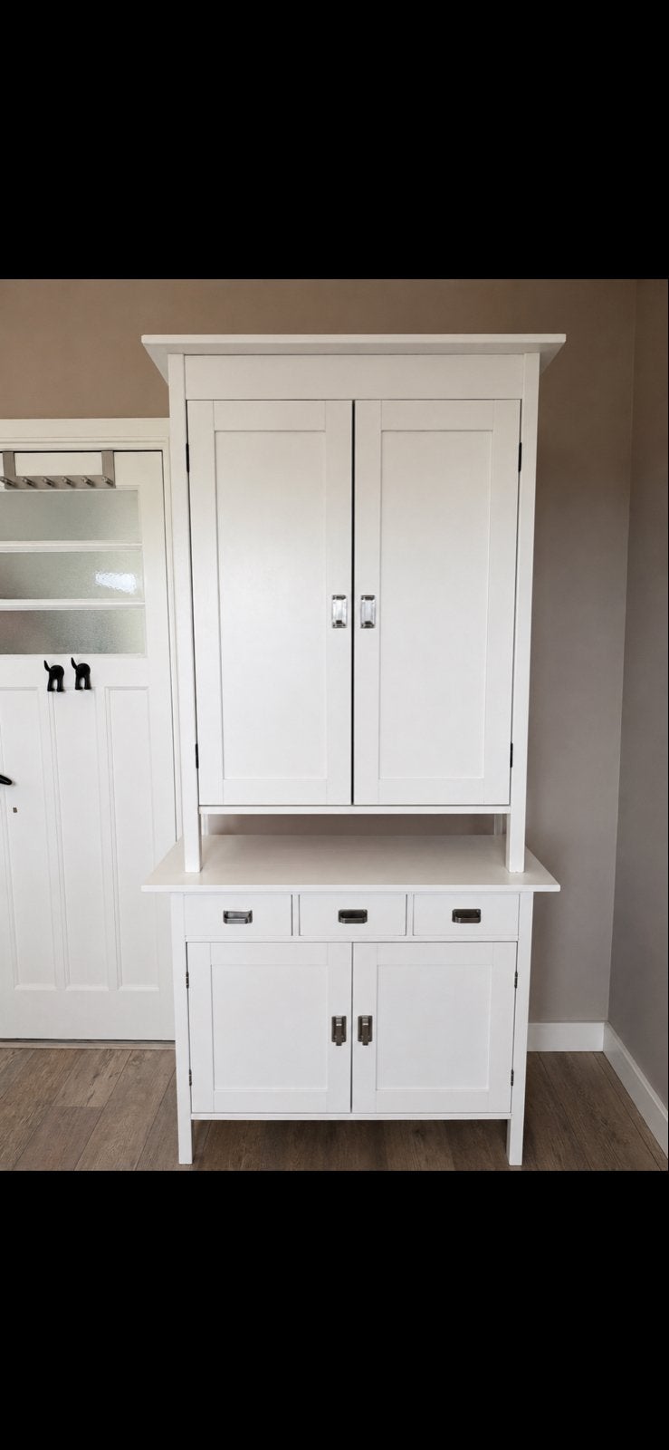 Witte buffetkast / servieskast met lades en deuren, Ophalen, Gebruikt, 50 tot 100 cm, Met lade(s)