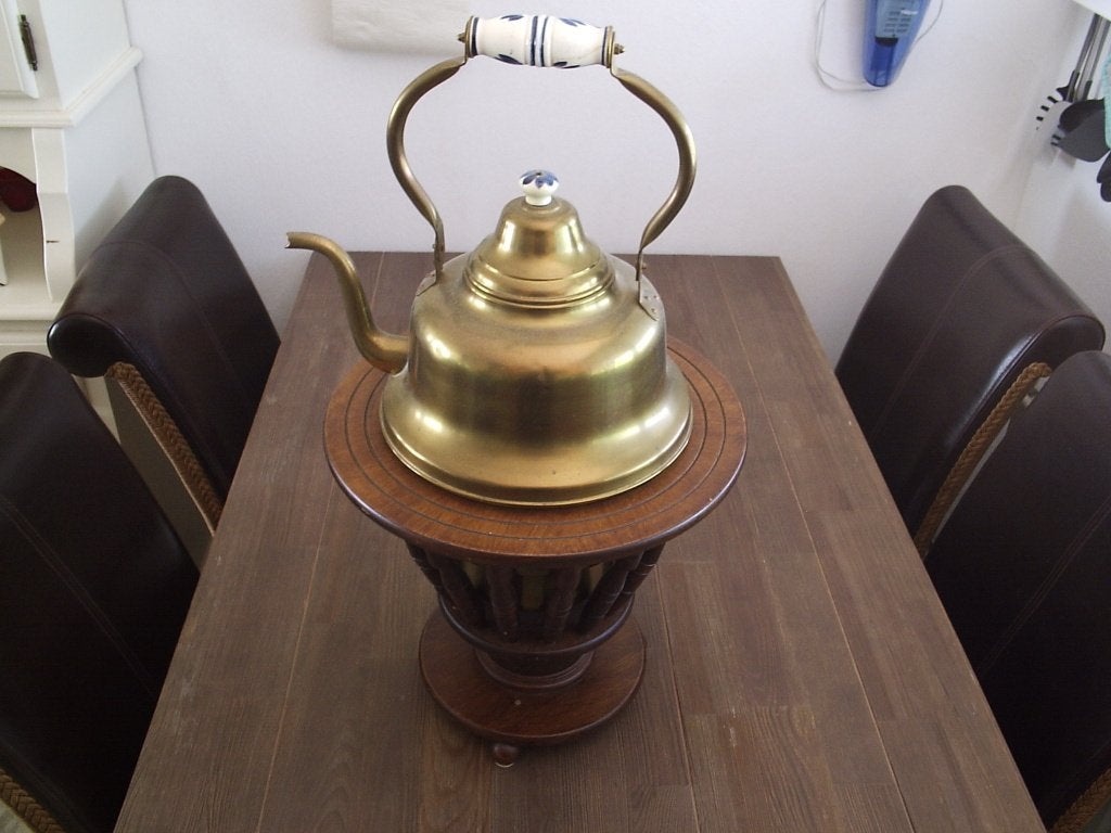 KOPEREN KETEL MET HOUTEN STOOF, Ophalen, Koper