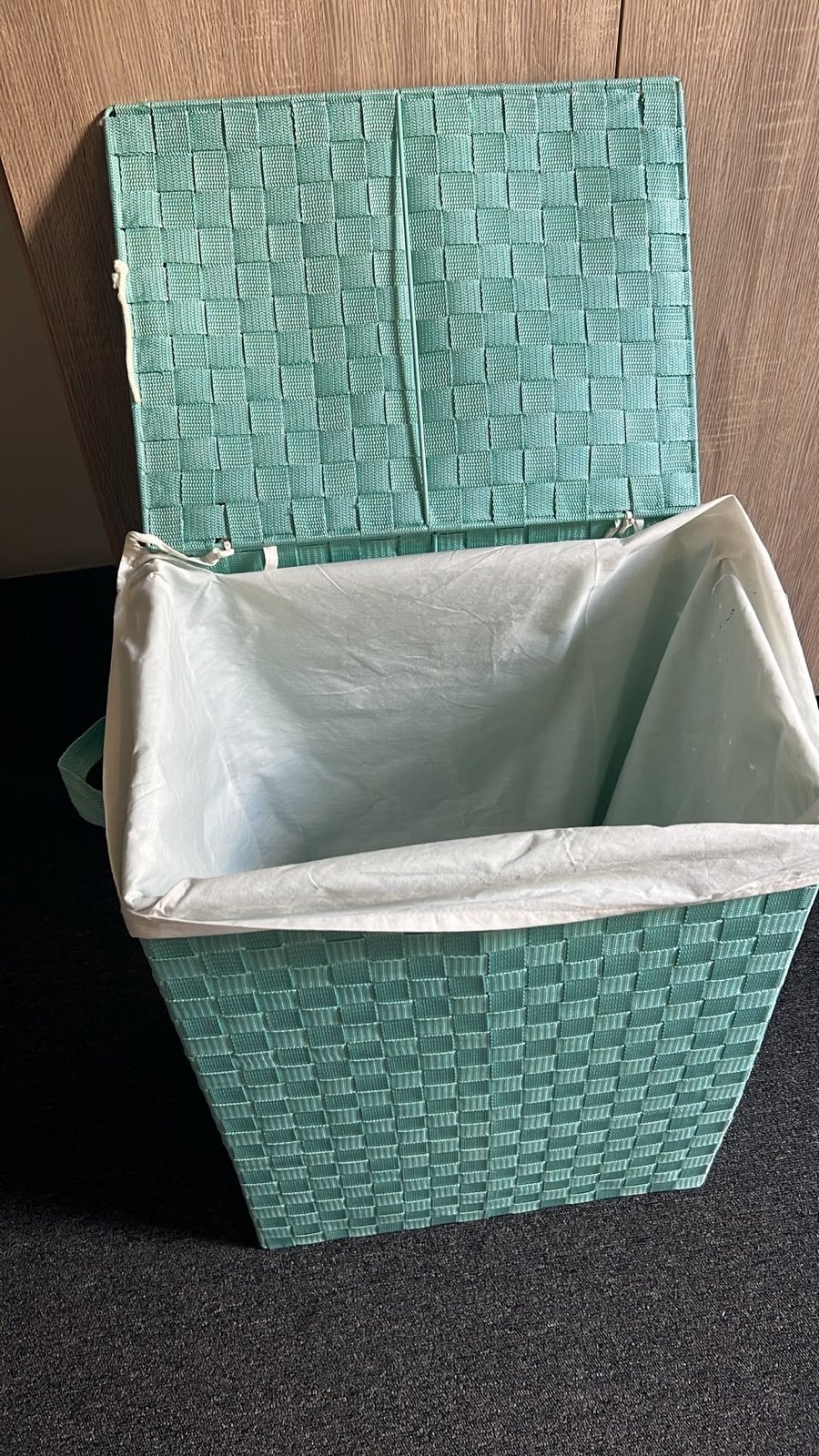 Xenos wasmand met deksel - turquoise, Ophalen, Groen, Kunststof, Zo goed als nieuw