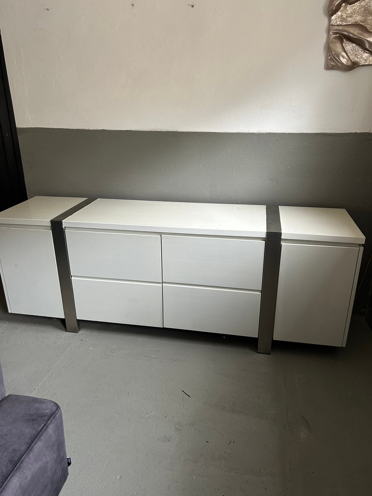 Dressoir hout met RVS, Ophalen, Gebruikt, 200 cm of meer, Overige houtsoorten