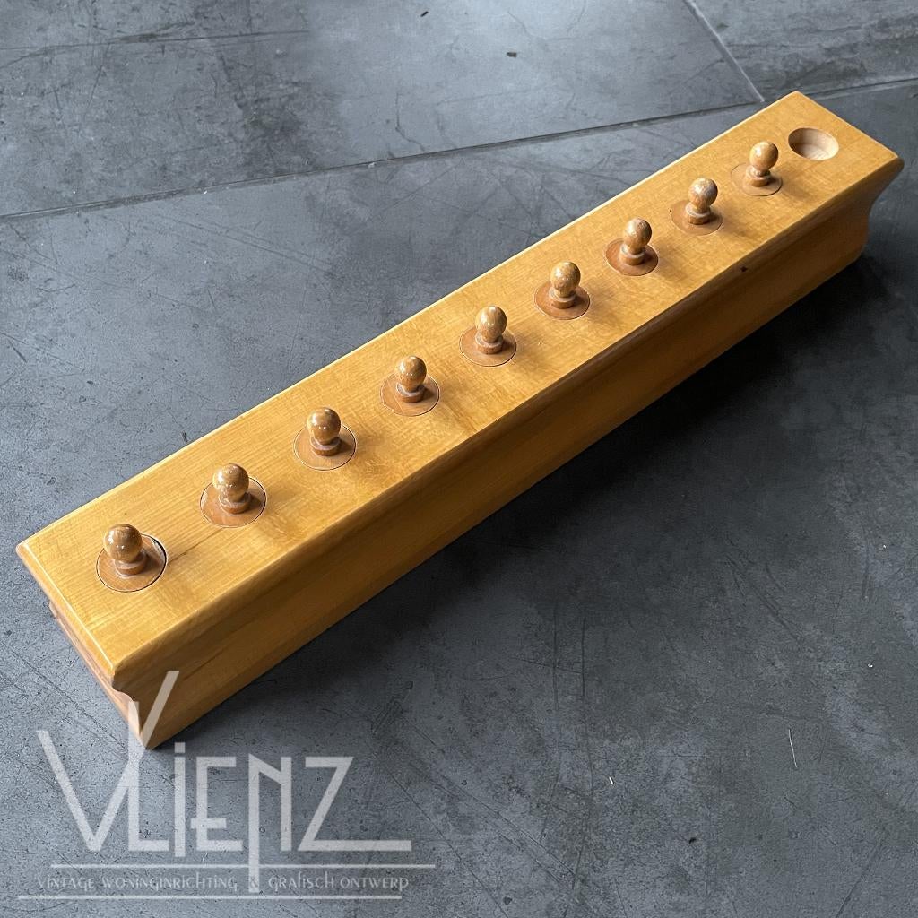 Vintage schoolmateriaal Montessori, cilinderblok diepte hout, Kinderen en Baby's, Speelgoed | Educatief en Creatief, Gebruikt