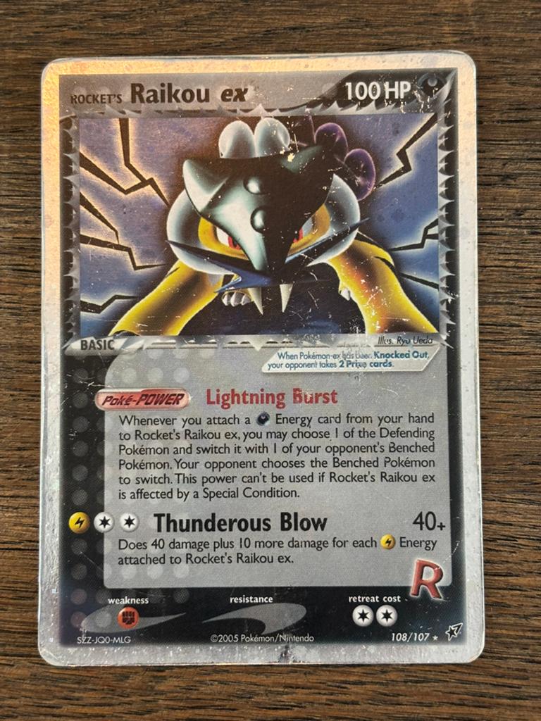 Rocket's Raikou ex Pokémon kaart 100 HP, Ophalen of Verzenden, Gebruikt, Losse kaart