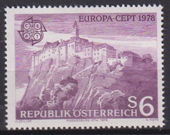 Oostenrijk 1978 EUROPA Berglandschap Riegersburcht Steier, Verzenden, Postfris, Plaats of Gebouw