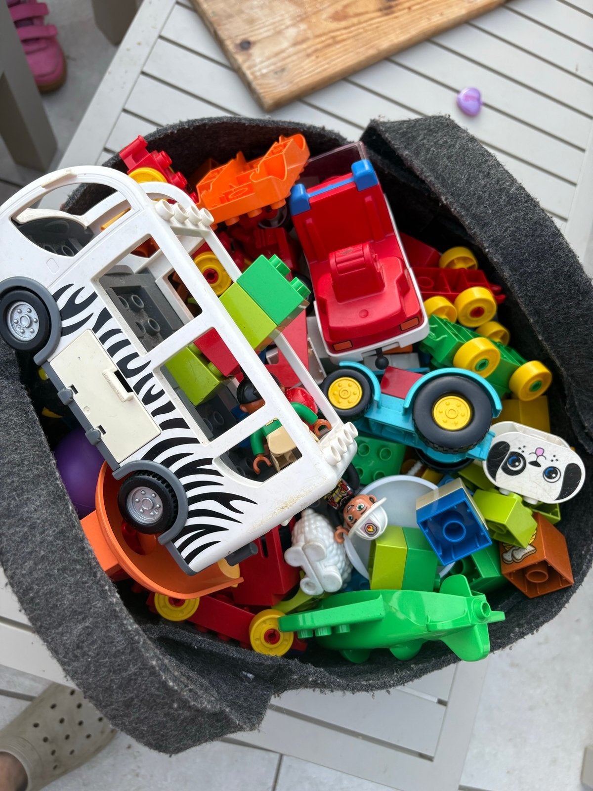 Grote zak met diverse Lego Duplo blokken en figuren, Ophalen, Gebruikt, Losse stenen, Duplo