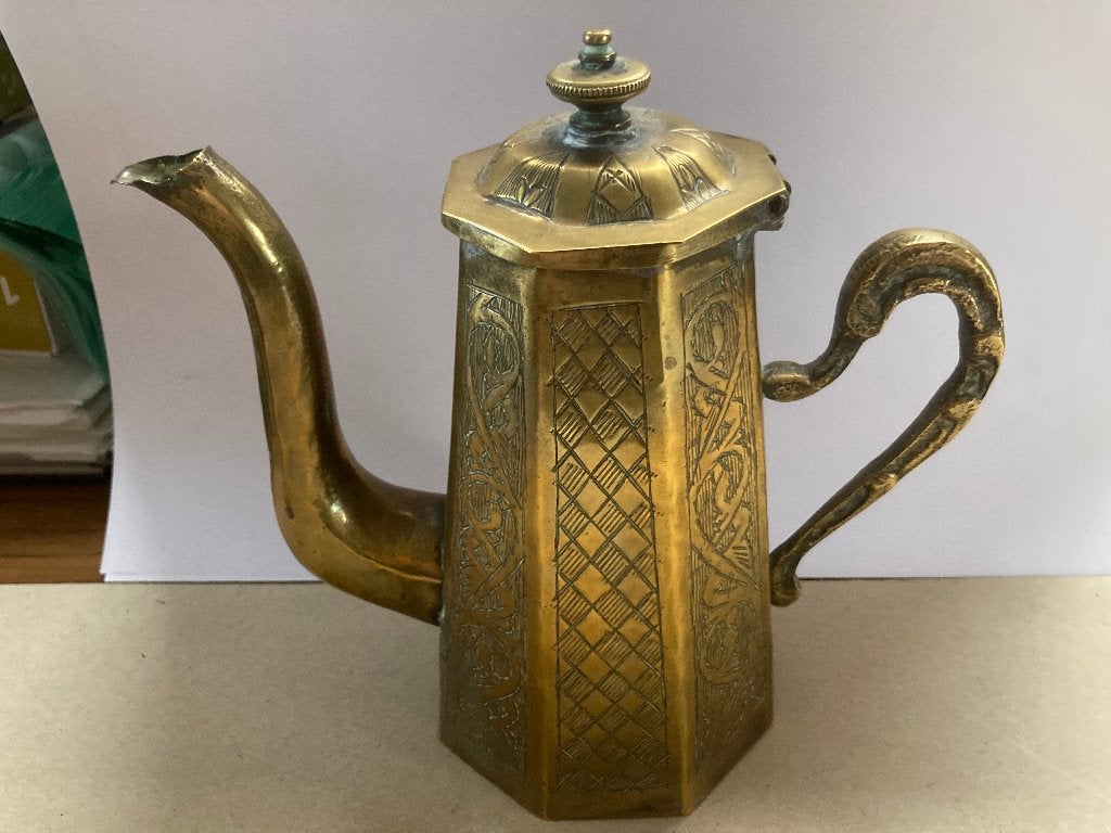 T.K. Vintage oosterse koffiekan en Theepotje met onderzetter, Ophalen of Verzenden