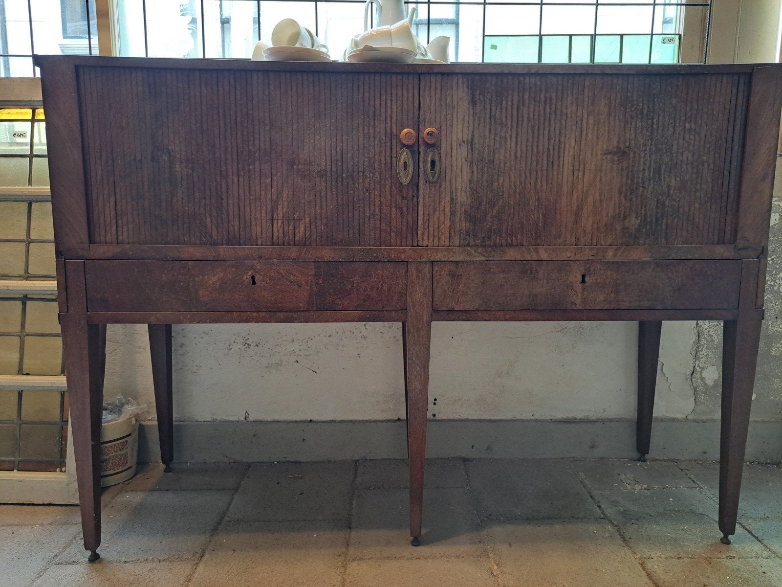 Antiek dressoir met rolluik en lades, Antiek en Kunst, Ophalen