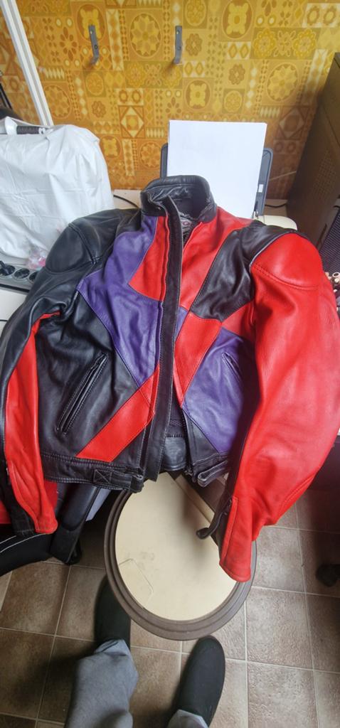 MQP Leren Motorjas Maat 60 - Rood, Zwart, Paars, Ophalen, Heren, MQP, Jas | leer