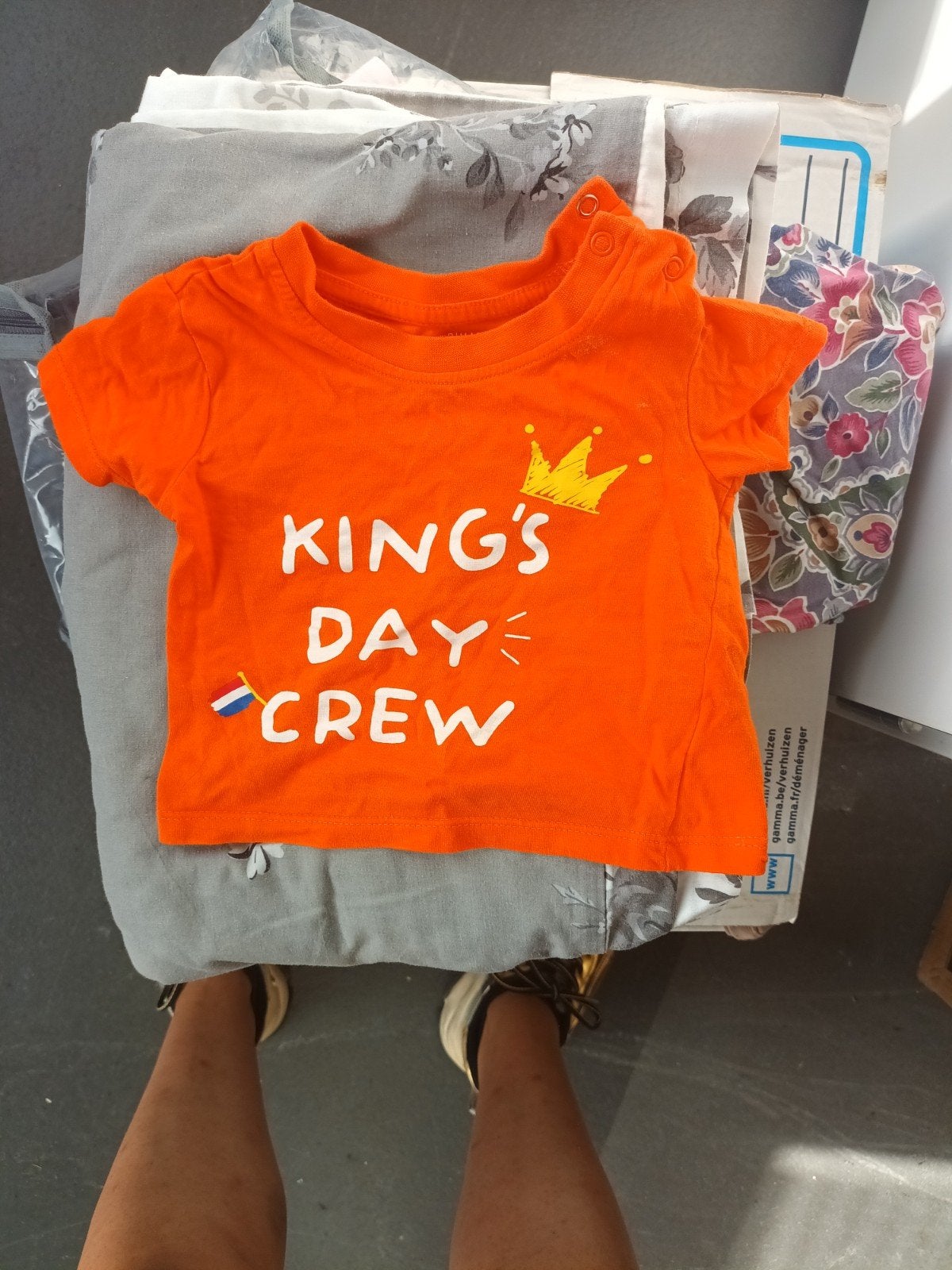 Oranje Koningsdag T-shirt 'King's Day Crew' Primark 3-6M, Jongetje of Meisje, Ophalen of Verzenden, Zo goed als nieuw, Primark