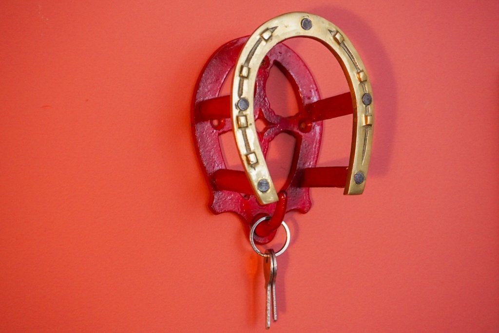 Vintage Britse paardensport wandhaak hoefijzer, Gebruikt, Wandhaken, Ophalen of Verzenden, Minder dan 100 cm