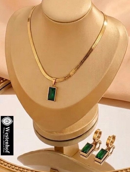 Sieraden set juwelen goud ketting + hanger + oorbellen